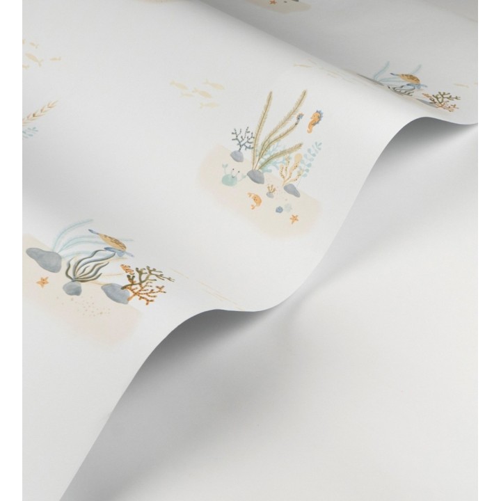 Papel pintado arrecife coral acuarela infantil con peces - Nile Aquatic 684473