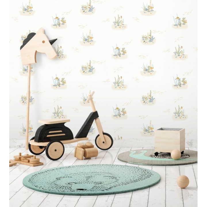 Papel pintado arrecife coral acuarela infantil con peces - Nile Aquatic 684473