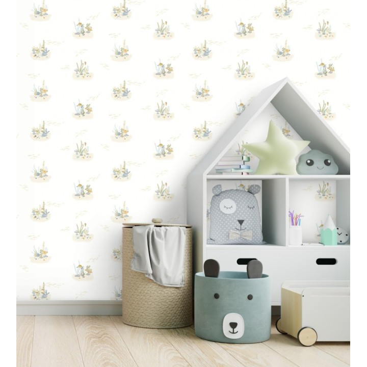 Papel pintado arrecife coral acuarela infantil con peces - Nile Aquatic 684473