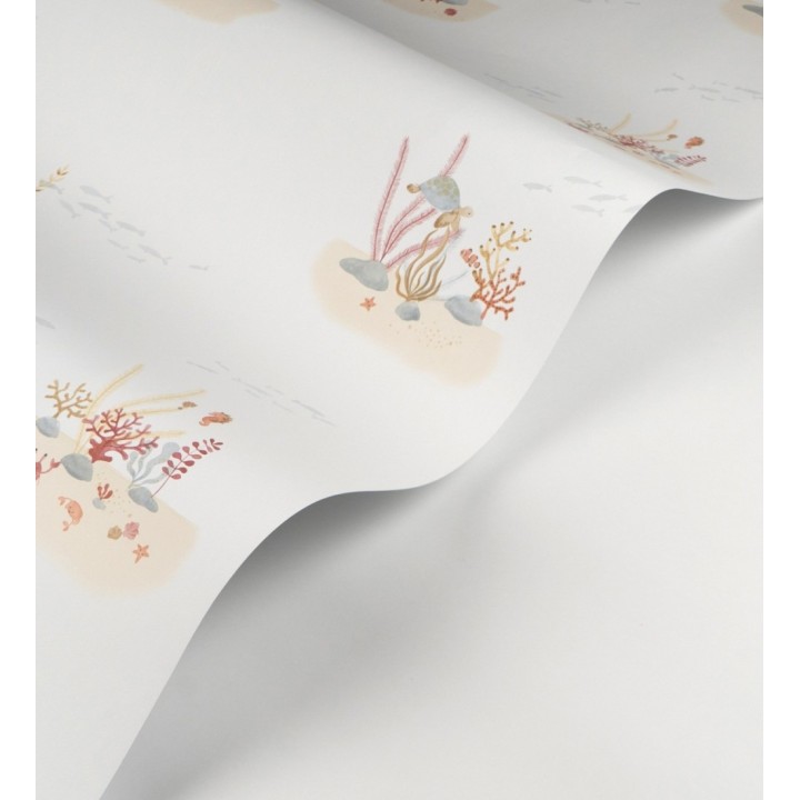 Papel pintado arrecife coral acuarela infantil con peces - Nile Aquatic 684474