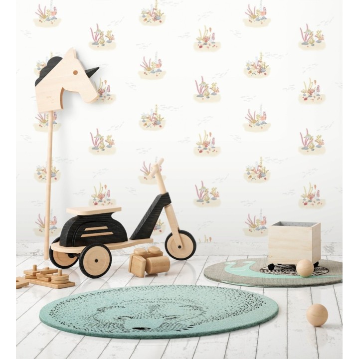 Papel pintado arrecife coral acuarela infantil con peces - Nile Aquatic 684474