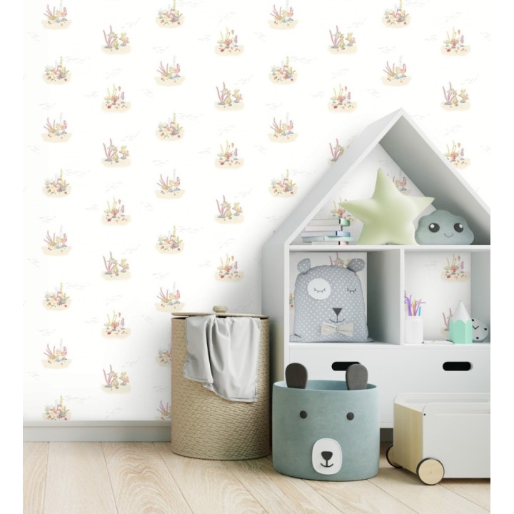 Papel pintado arrecife coral acuarela infantil con peces - Nile Aquatic 684474