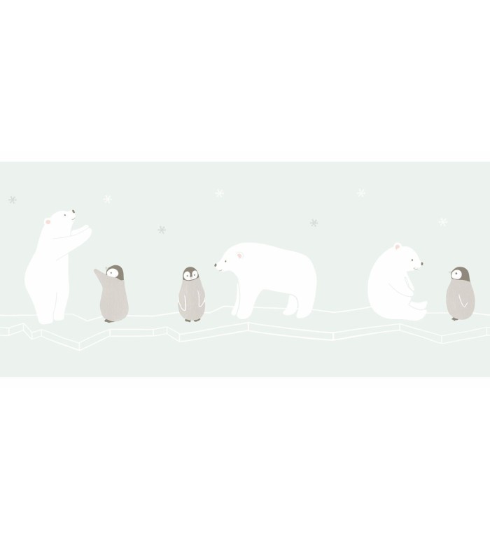 Cenefa infantil pingüinos y osos polares - Polar fun 126540