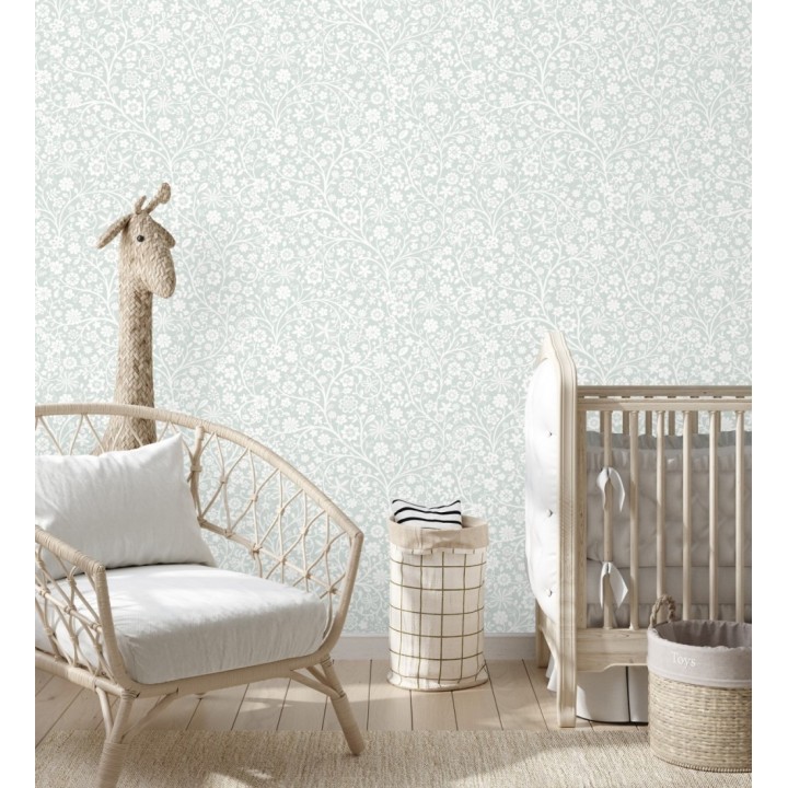 Papel pintado flores ilustración botánica sutil y armónica tono azul - Natalie Reverie 684477