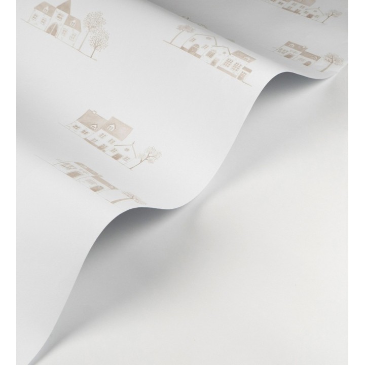 Papel pintado de casas dibujo infantil color beige neutro - Cotswold Lovely 684478