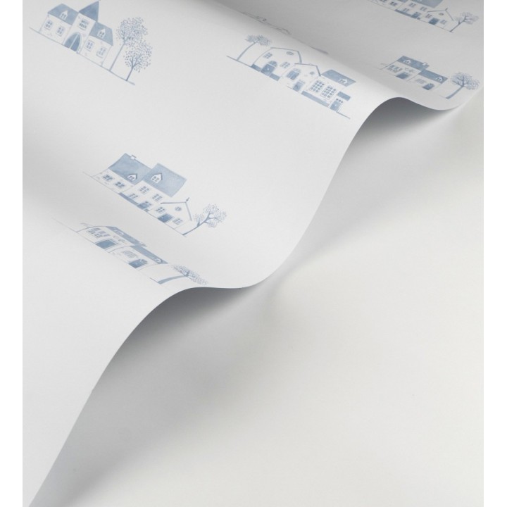 Papel pintado de casas dibujo infantil color azul - Cotswold Lovely 684479