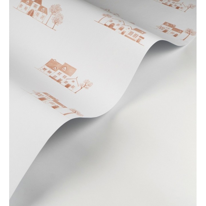 Papel pintado de casas dibujo infantil color teja - Cotswold Lovely 684480