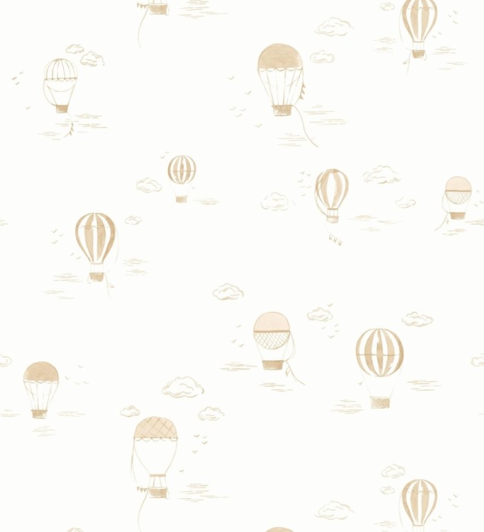 Papel pintado infantil de globos aerostáticos color beige - Lund Airborne 684481