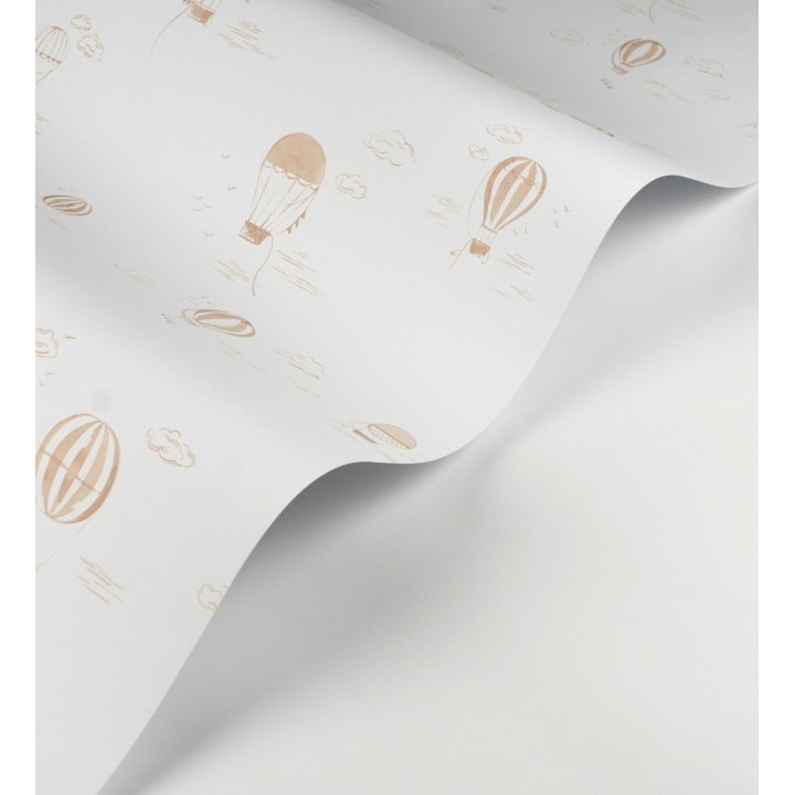 Papel pintado infantil de globos aerostáticos color beige - Lund Airborne 684481