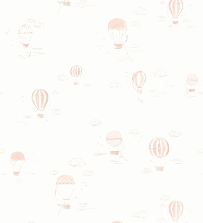 Papel pintado infantil de globos aerostáticos color rosa - Lund Airborne 684482