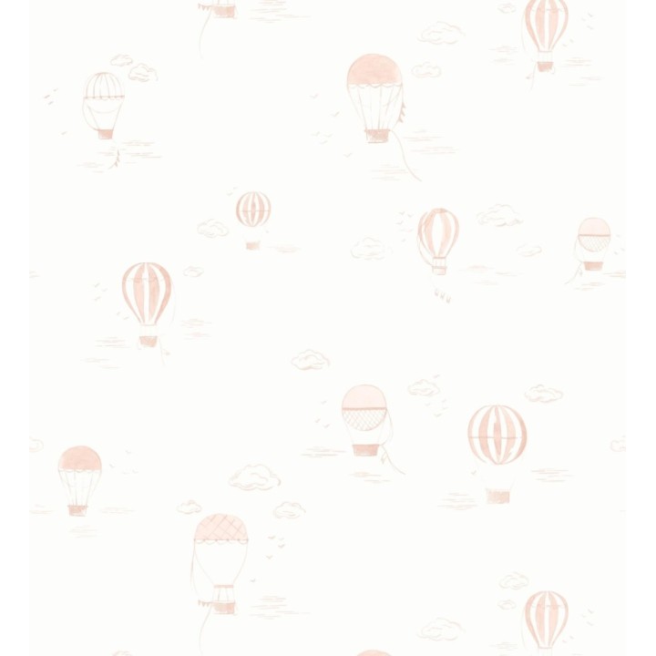 Papel pintado infantil de globos aerostáticos color rosa - Lund Airborne 684482