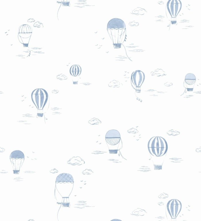 Papel pintado infantil de globos aerostáticos color azul - Lund Airborne 684483