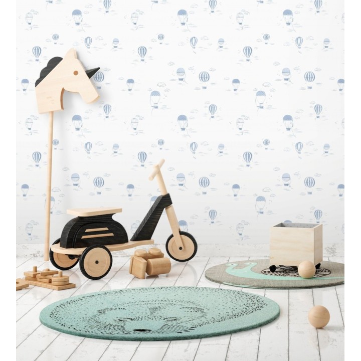 Papel pintado infantil de globos aerostáticos color azul - Lund Airborne 684483