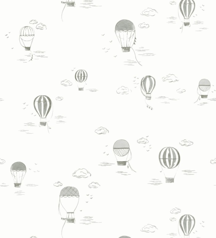 Papel pintado infantil de globos aerostáticos color gris - Lund Airborne 684484