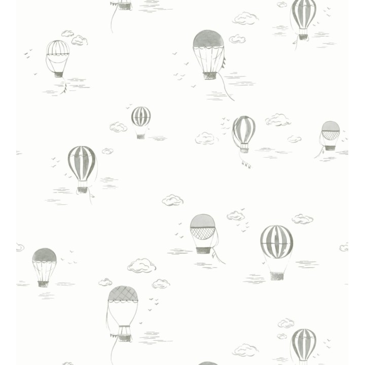 Papel pintado infantil de globos aerostáticos color gris - Lund Airborne 684484