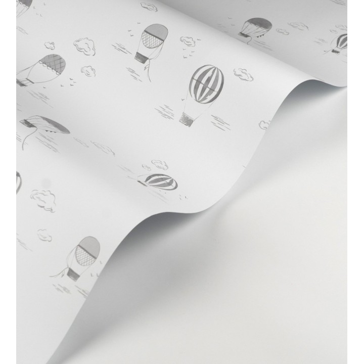 Papel pintado infantil de globos aerostáticos color gris - Lund Airborne 684484
