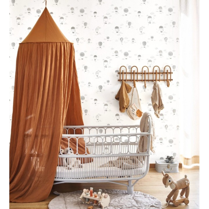 Papel pintado infantil de globos aerostáticos color gris - Lund Airborne 684484