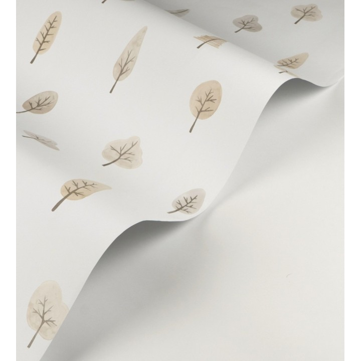 Papel pintado bosque minimalista acuarela suave tonos gris y mostaza - Willow Woody 684485