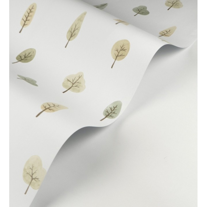 Papel pintado bosque minimalista acuarela suave tonos verdes - Willow Woody 684486