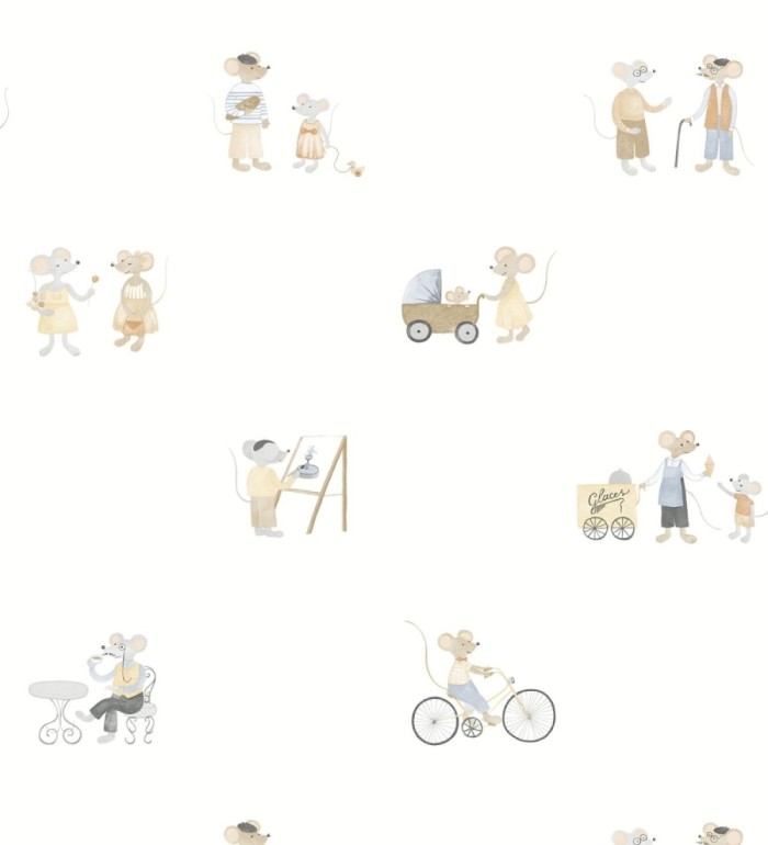 Papel pintado infantil de ratoncitos parisinos - Marais Petite 684487