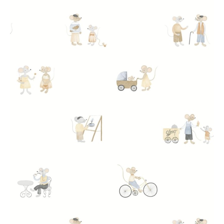 Papel pintado infantil de ratoncitos parisinos - Marais Petite 684487