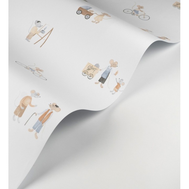 Papel pintado infantil de ratoncitos parisinos - Marais Petite 684487
