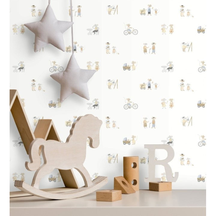 Papel pintado infantil de ratoncitos parisinos - Marais Petite 684487
