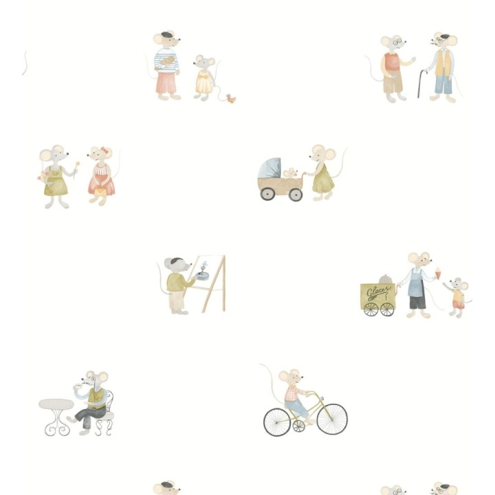 Papel pintado infantil de ratoncitos parisinos - Marais Petite 684488