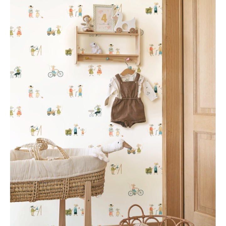 Papel pintado infantil de ratoncitos parisinos - Marais Petite 684488