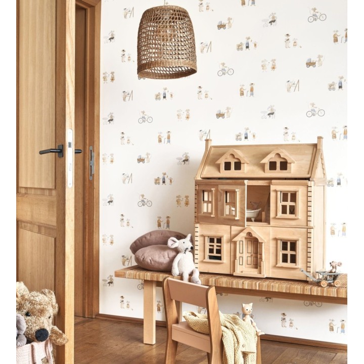 Papel pintado infantil de ratoncitos parisinos - Marais Petite 684488