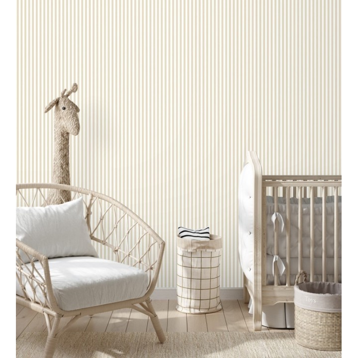 Papel pintado rayas finas infantiles beige - Andy Stripes 684489