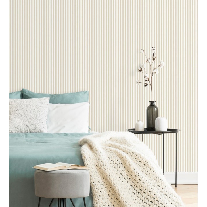 Papel pintado rayas finas infantiles beige - Andy Stripes 684489