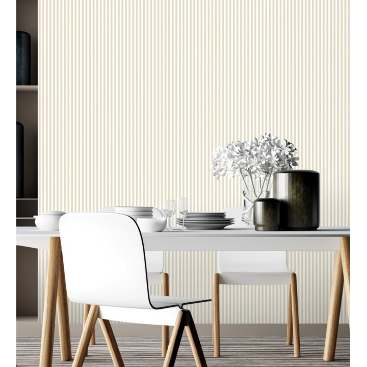 Papel pintado rayas finas infantiles beige - Andy Stripes 684489
