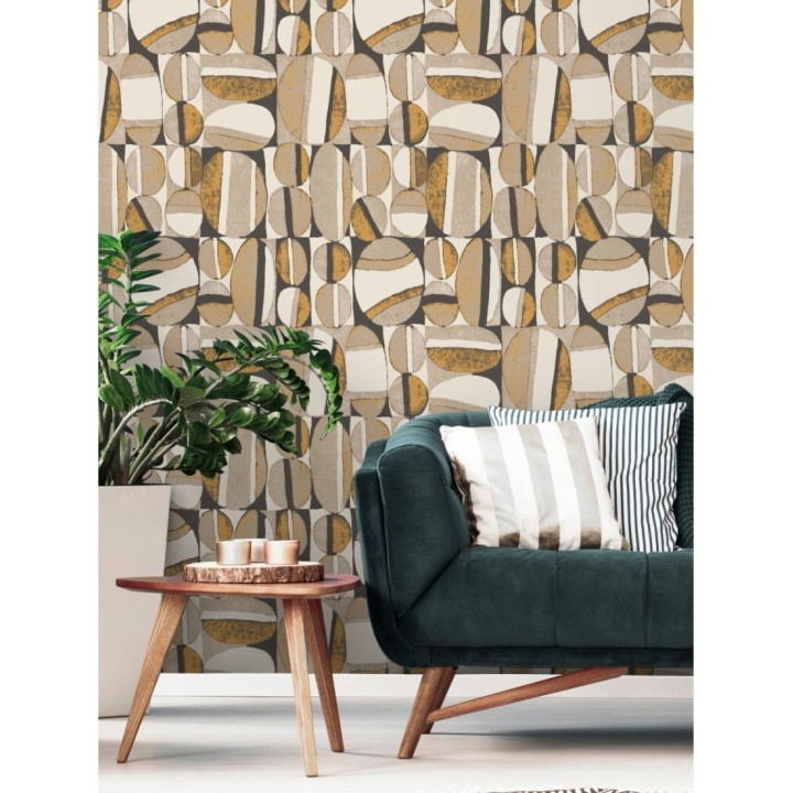 Papel pintado óvalos artísticos estilo africano - Nimba Wall 126549