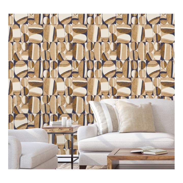 Papel pintado óvalos artísticos estilo africano - Nimba Wall 126550