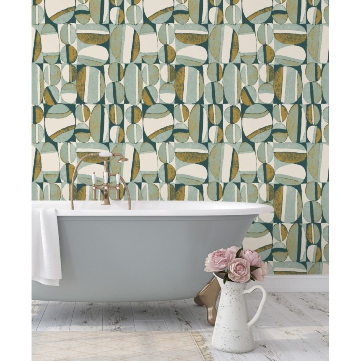 Papel pintado óvalos artísticos estilo africano - Nimba Wall 126551