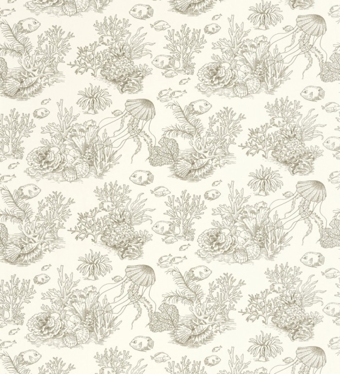 Papel pintado arrecife coralino dibujado sobre tejido de lienzo - Atlantis Abyss 684502