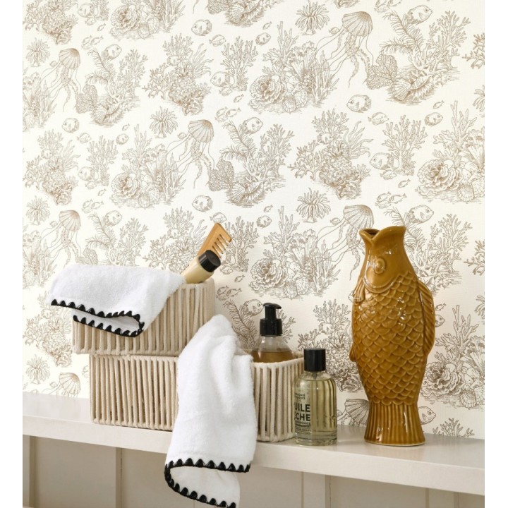 Papel pintado arrecife coralino dibujado sobre tejido de lienzo - Atlantis Abyss 684502