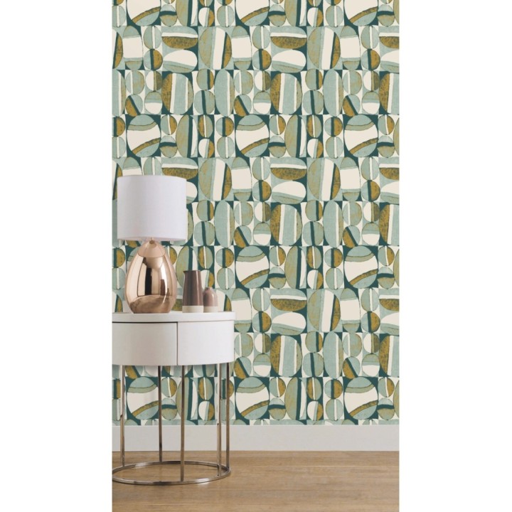 Papel pintado óvalos artísticos estilo africano - Nimba Wall 126551