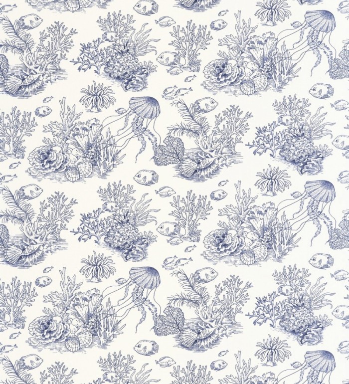 Papel pintado arrecife coralino dibujado sobre tejido de lienzo - Atlantis Abyss 684503