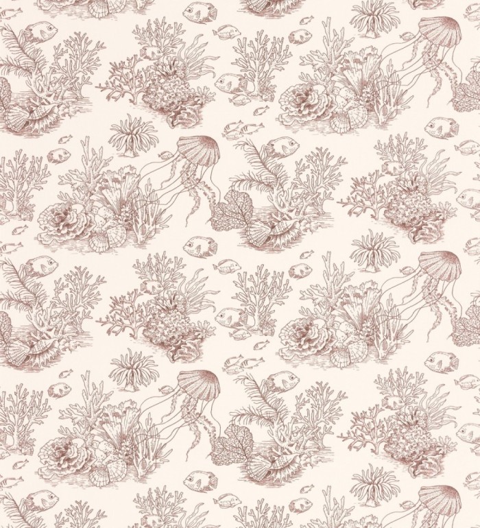 Papel pintado arrecife coralino dibujado sobre tejido de lienzo - Atlantis Abyss 684504