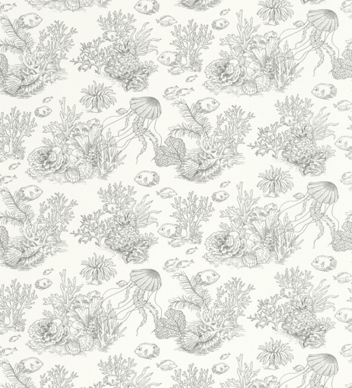 Papel pintado arrecife coralino dibujado sobre tejido de lienzo - Atlantis Abyss 684505