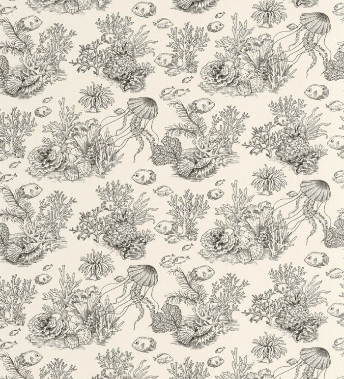 Papel pintado arrecife coralino dibujado sobre tejido de lienzo - Atlantis Abyss 684506