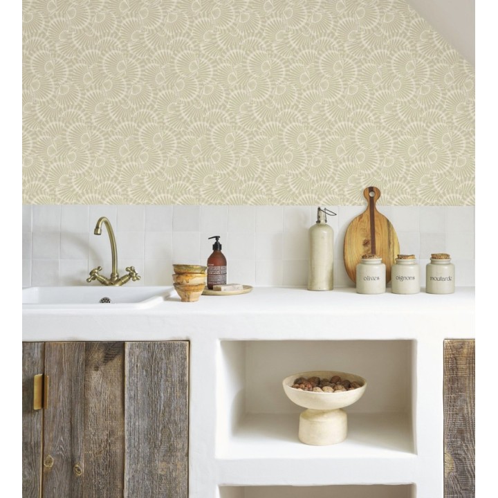 Papel pintado conchas marinas texturizadas en relieve textil - Salina Layered 684508