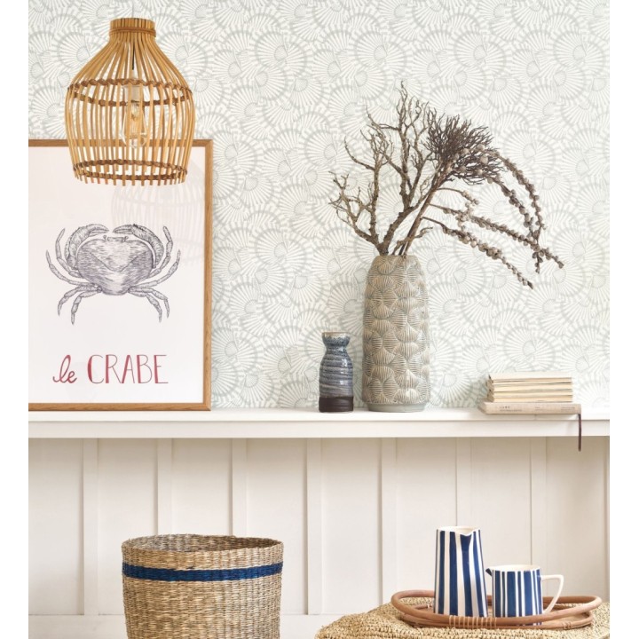 Papel pintado conchas marinas texturizadas en relieve textil - Salina Layered 684509