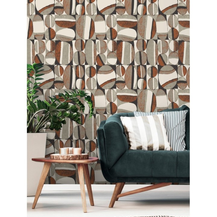 Papel pintado óvalos artísticos estilo africano - Nimba Wall 126552