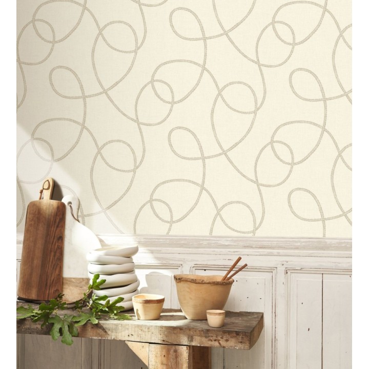 Papel pintado cuerdas náuticas entrelazadas fondo crema claro - Dover Coiled 684512