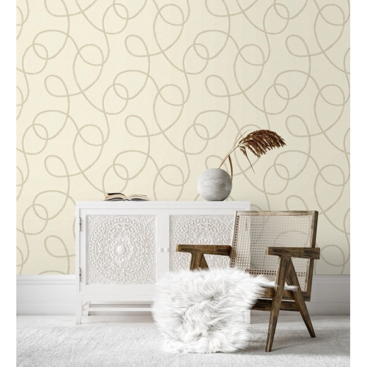 Papel pintado cuerdas náuticas entrelazadas fondo crema claro - Dover Coiled 684512