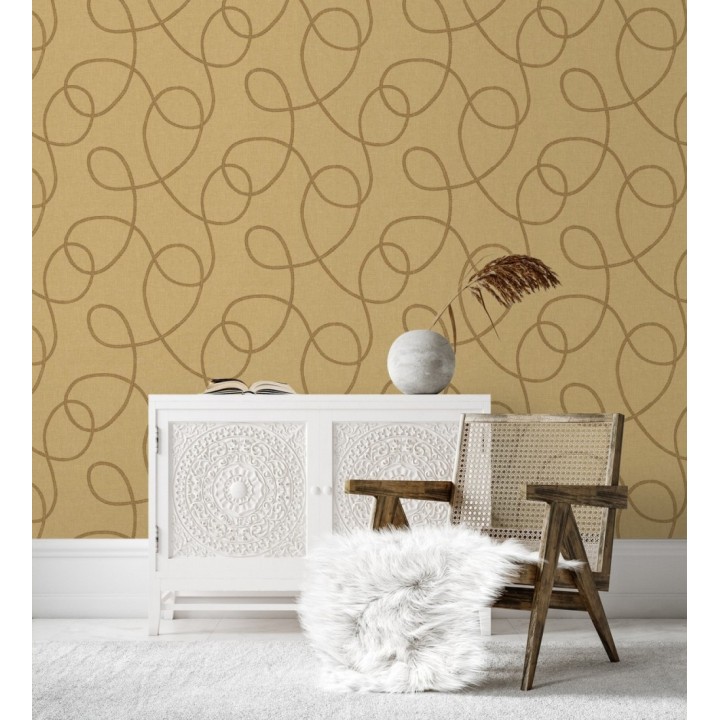 Papel pintado cuerdas náuticas entrelazadas fondo camel - Dover Coiled 684513