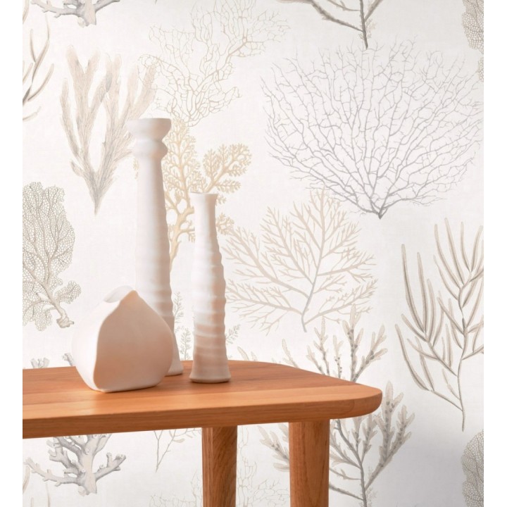 Papel pintado de corales marinos texturizado en tejido de fibras de lienzo - Baltic Forest 126559